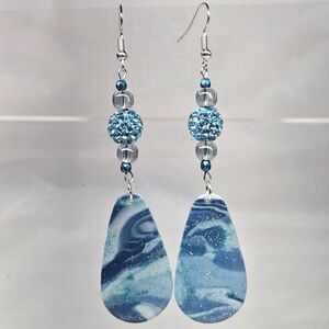 Ocean Blue and Silver Drop Earrings